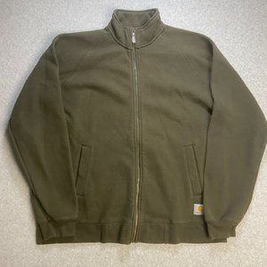 Carhartt Sweatshirt Mens XL Green Full Zip Pocketed Long Sleeve Cotton Blend Wor